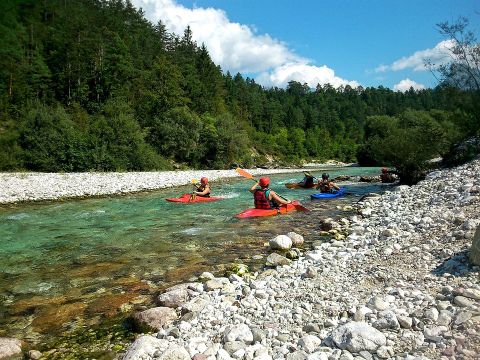 Paddlers on the Soca River